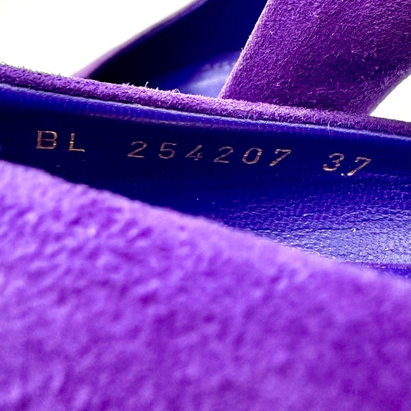YSL Violet Suede Platform Pumps SZ 37 - Picture 13 of 16